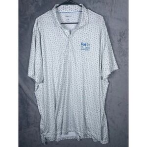 Johnnie O Fedex Championship Men's Golf Print Polo Shirt White Size XXL